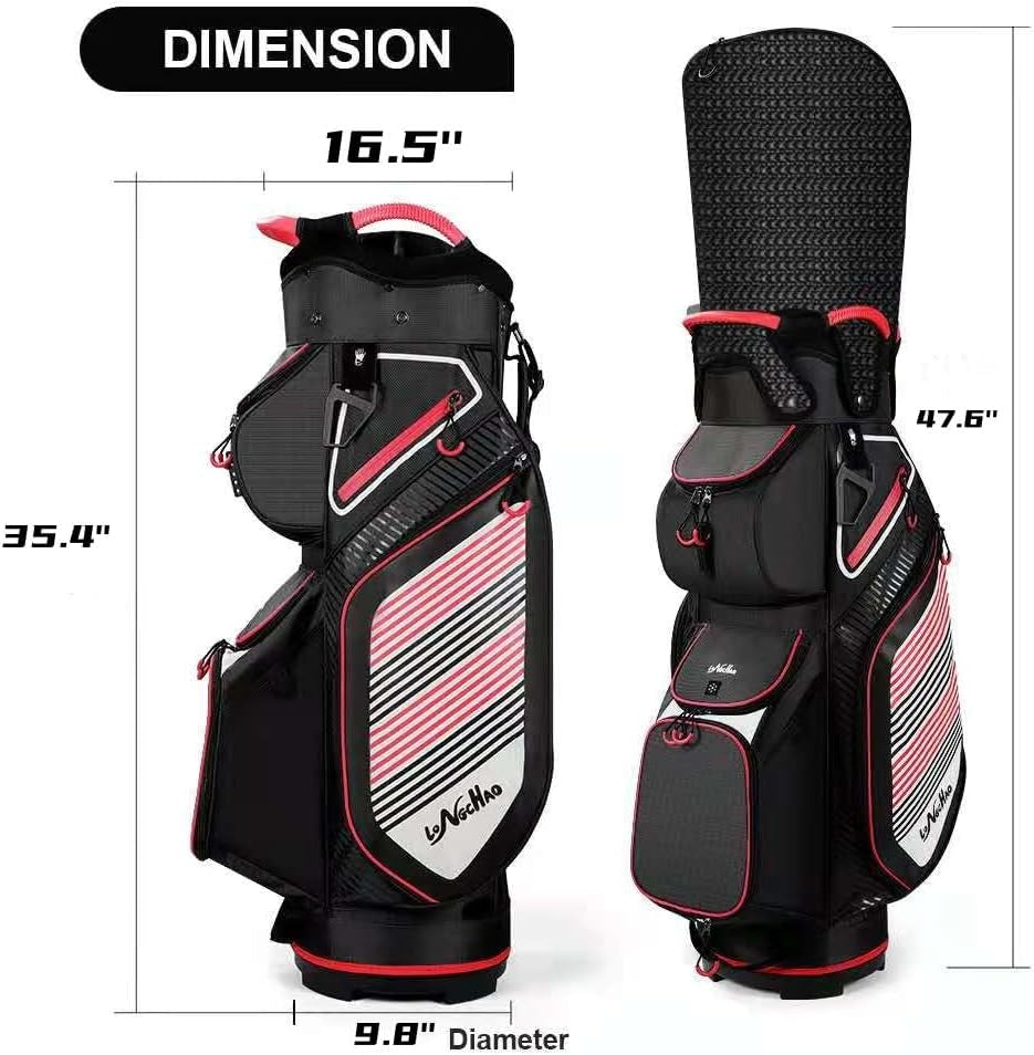 Cart Golf Bag 14 Way Divider Golf Push Cart Bag for Men Cart Bags with Cooler, Backpack Strap and Dust Cover, Portable Golf Carry Bag for Men & Women