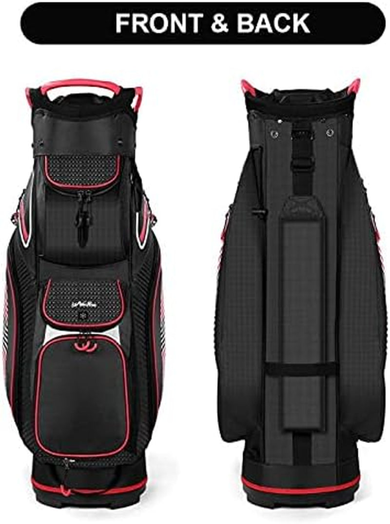 Cart Golf Bag 14 Way Divider Golf Push Cart Bag for Men Cart Bags with Cooler, Backpack Strap and Dust Cover, Portable Golf Carry Bag for Men & Women