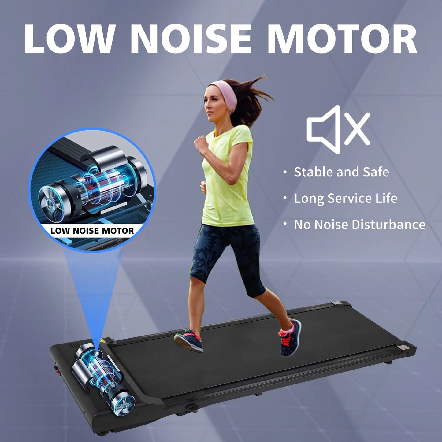 Under Desk Treadmill, Walking Pad Treadmill, Foldable Treadmill Walking Treadmill for Home and Office with Remote Control and Big Display