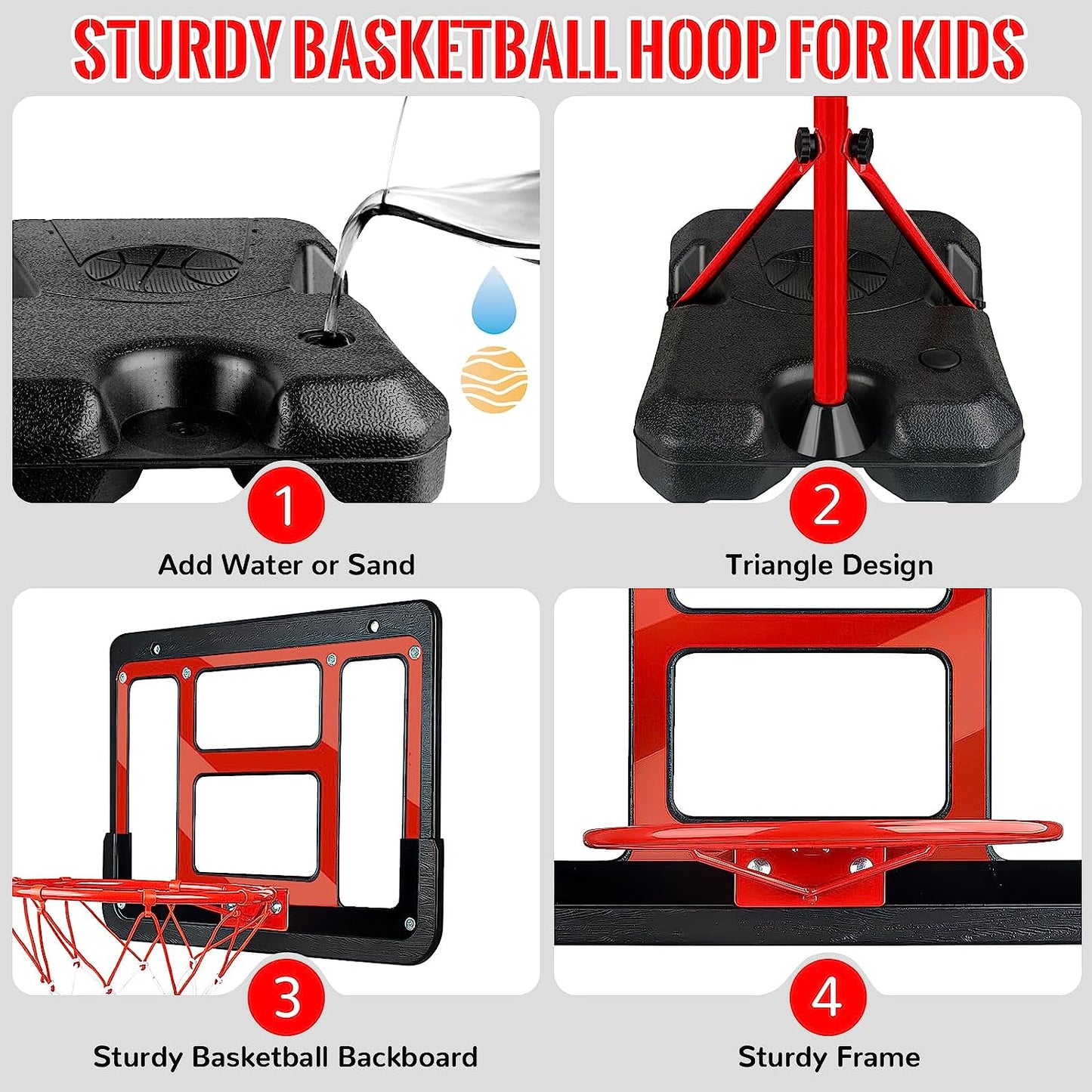 Kids Basketball Hoop with Stand, Adjustable Basketball Set, Toddler Basketball T