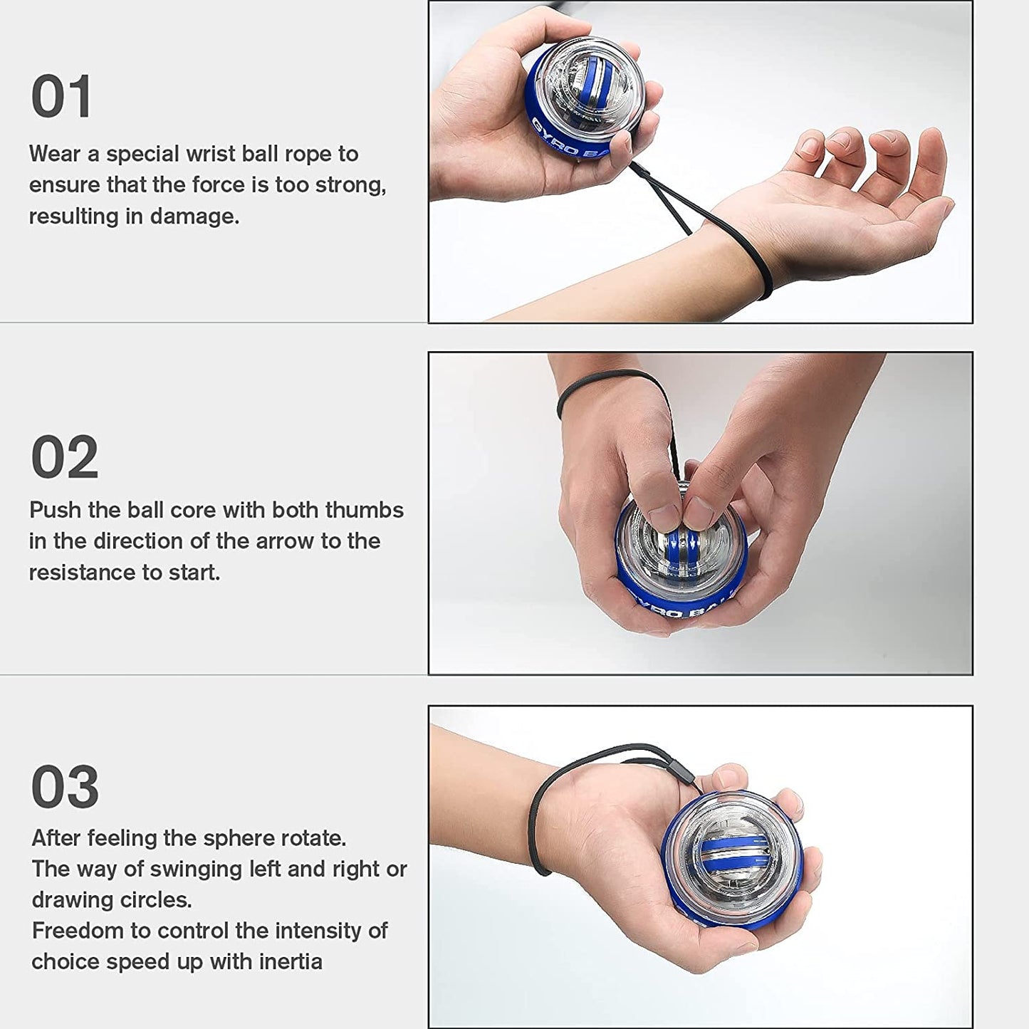 Wrist Trainer Ball Auto-Start Gyroscopic Forearm Exerciser Gyro Ball for Strengthen Arms, Fingers, Bones and Muscles