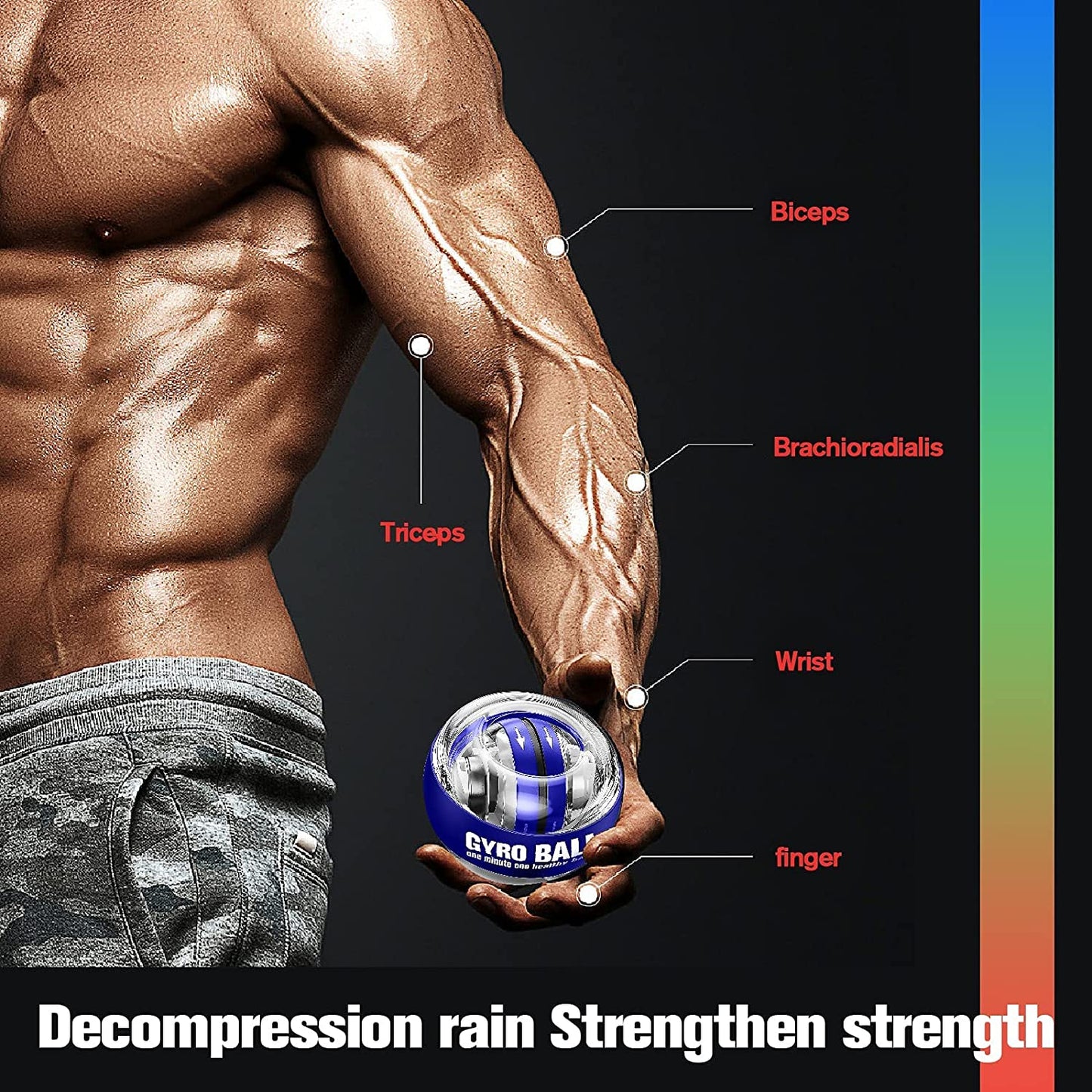 Wrist Trainer Ball Auto-Start Gyroscopic Forearm Exerciser Gyro Ball for Strengthen Arms, Fingers, Bones and Muscles