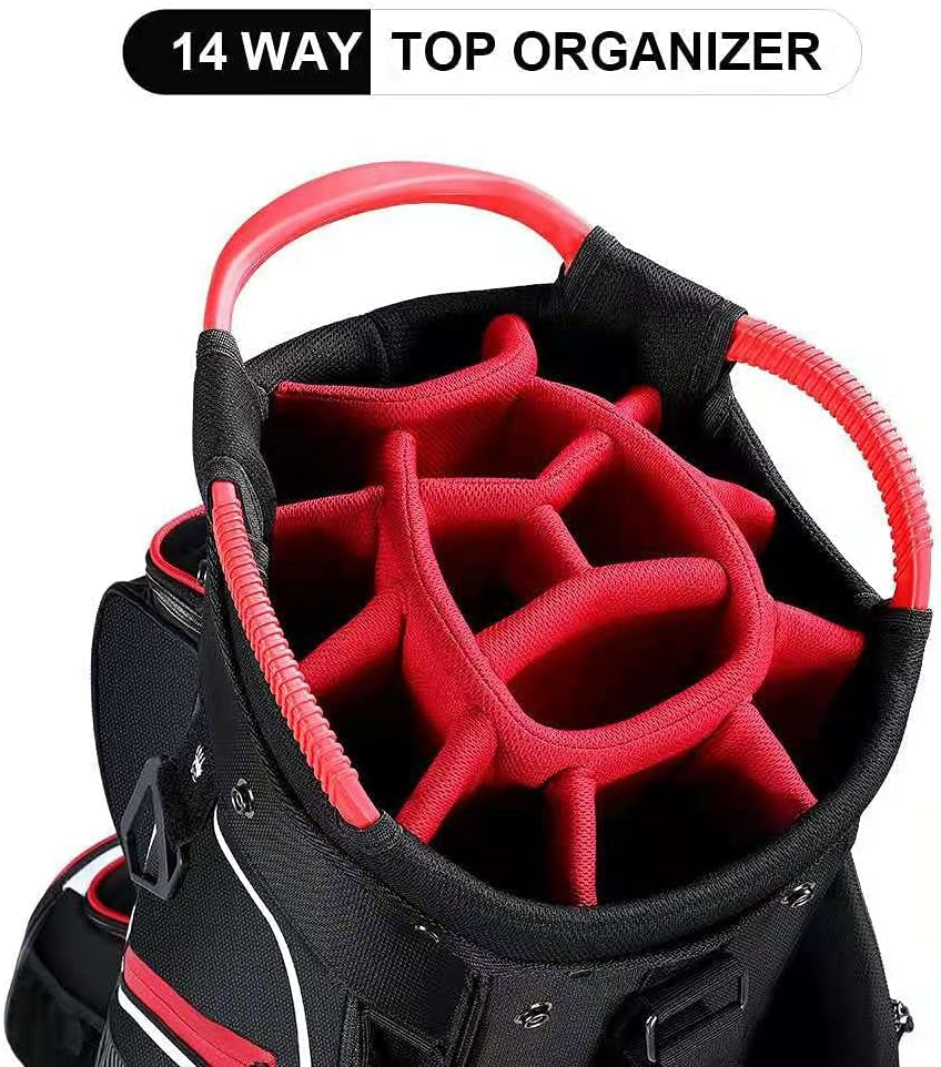 Cart Golf Bag 14 Way Divider Golf Push Cart Bag for Men Cart Bags with Cooler, Backpack Strap and Dust Cover, Portable Golf Carry Bag for Men & Women