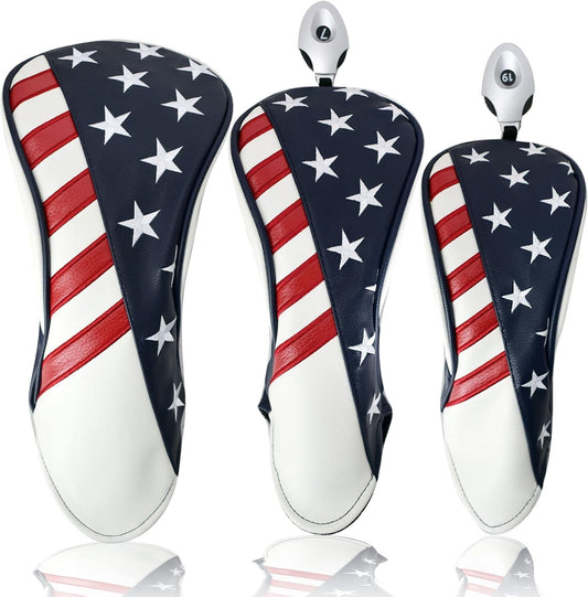 Golf Club Head Covers Set for Fits All Fairway and Driver Clubs, Golf Club Headcovers Set with Interchangeable No.Tags