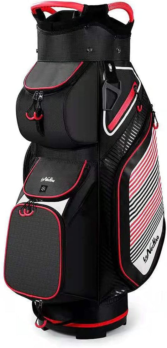 Cart Golf Bag 14 Way Divider Golf Push Cart Bag for Men Cart Bags with Cooler, Backpack Strap and Dust Cover, Portable Golf Carry Bag for Men & Women
